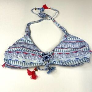 Victorias Secret Size Medium Bikini Top Red White Blue 7MG Reversible #0705